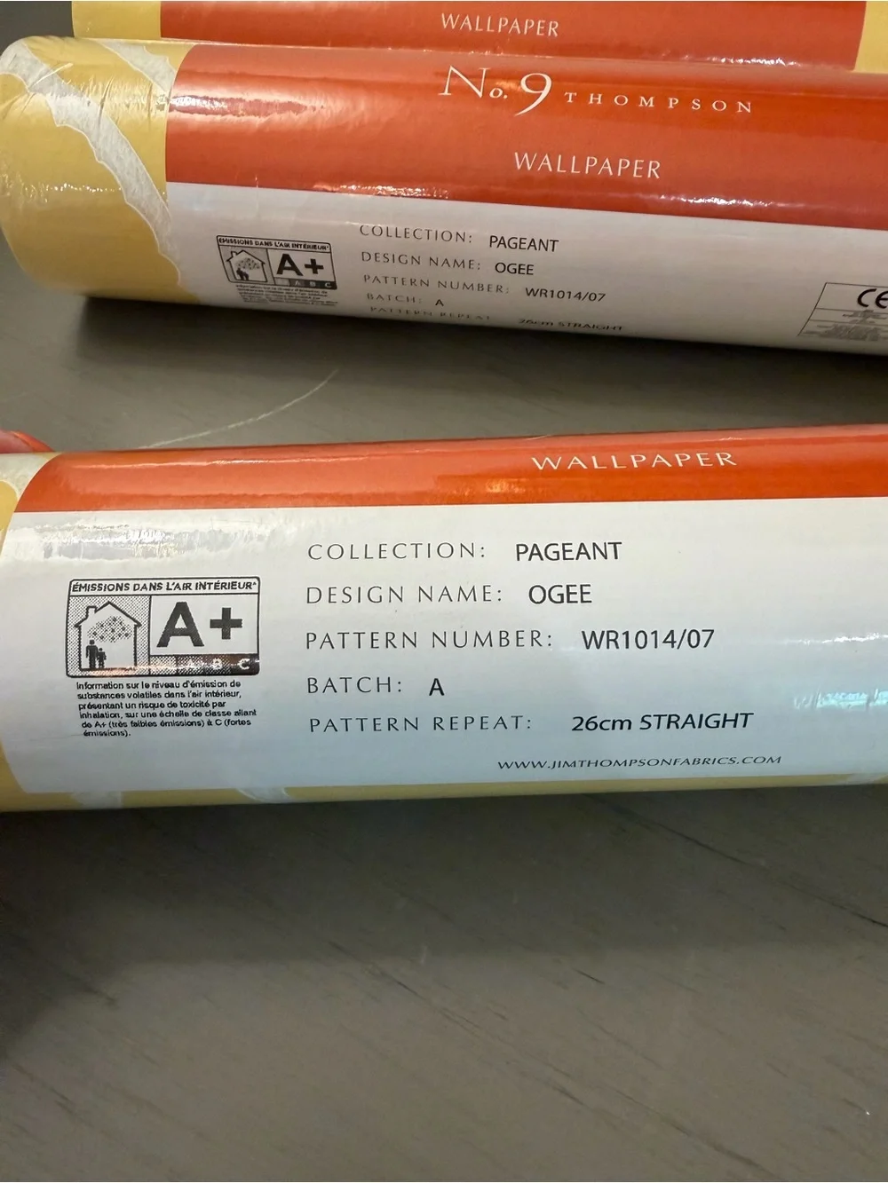No. 9 Thompson Wallpaper Pageant Collection Pattern Ogee Lot Of 3 Rolls